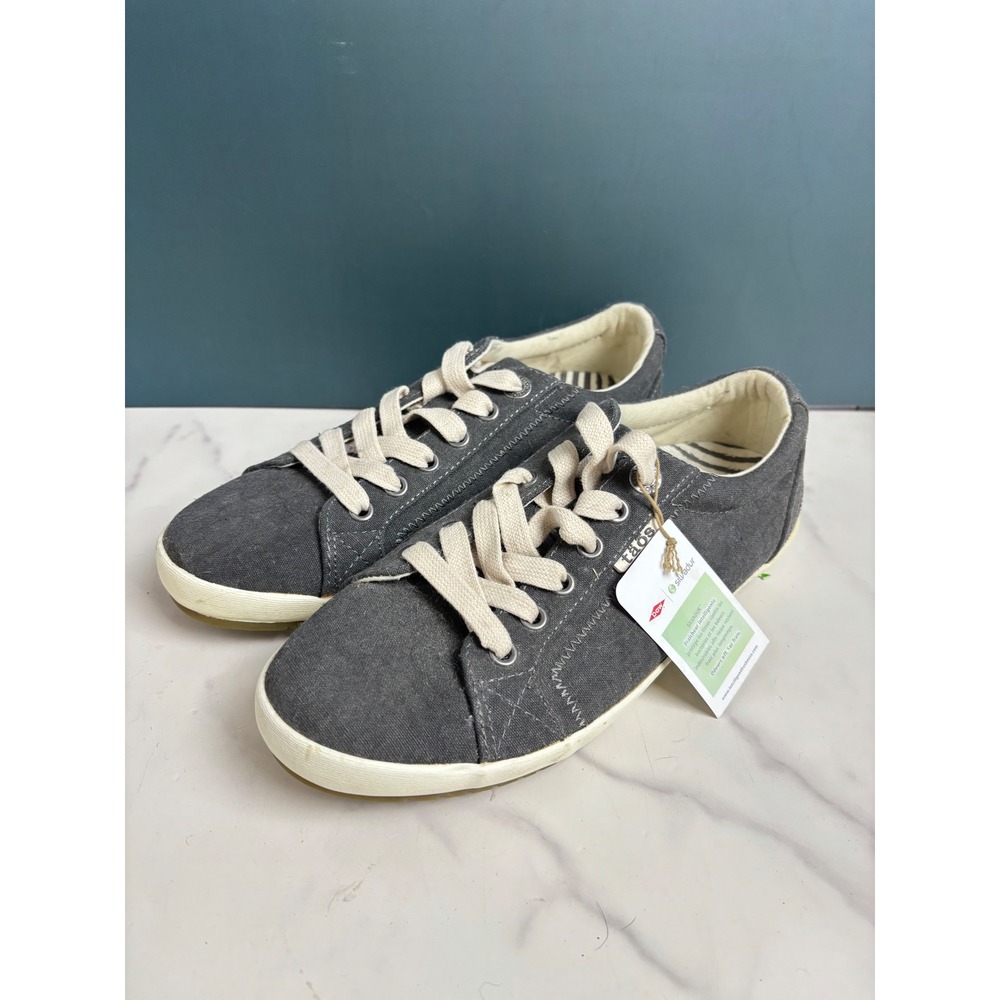 Taos Star Canvas Sneakers Charcoal Grey Lace Up Comfort Shoes Womens 7 EU 38